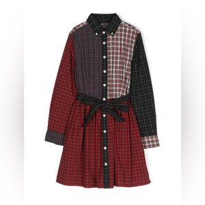 Ralph Lauren Toddler Dress Checked Patchwork Cotton Shirtdress